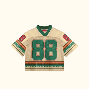 Maillot de hockey sur glace personnalisé, col en V, manches courtes, maille respirante en polyester, vêtements de sport pour hommes adultes, numéro 88, design vert orange - Product Image 1