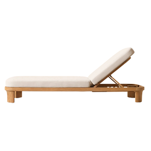 Chaise longue de jardin minimaliste en teck avec dossier réglable et coussin résistant aux intempéries, mobilier moderne pour hôtel et villa - Product Image 4