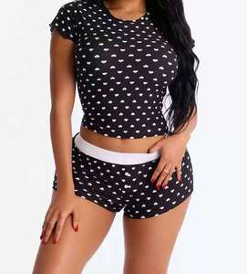 Conjunto de Ropa Casual de Verano para Mujer, Conjunto de Dos Piezas con Pantalones Cortos, Conjunto Deportivo con Mangas Cortas y Coloridas - Product Image 4