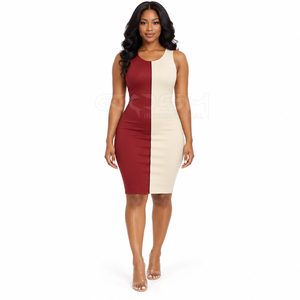Cosh International Sorority Sisterhood O Neck Sleeveless Jumpsuit Trendy Tight Fit <b>Bodysuit</b> Color Block Fitted Contrast Design - Product Image 1