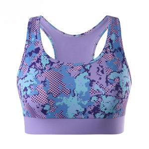 Purple <b>Blue</b> Breathable High Support Spandex/Polyester Sports <b>Bra</b> for Women Athletic Workout Top - Product Image 1