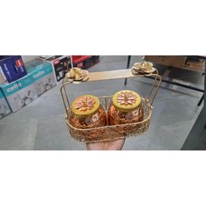 Cesta de Regalo de Lujo con Acabado Dorado de 2 Niveles, Bandeja para Regalos de Boda y Compromiso, Ideas de Regalos Decorativos, Cestas y Bandejas a Precio Económico - Product Image 3