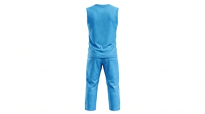 Uniforme de Taekwondo Dumela International Azul Cielo sin Mangas de Algodón con Logotipo, Transpirable, Cintura Alta, Unisex, para Artes Marciales - Product Image 2