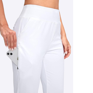 Women's <b>White</b> Golf Pants Elastic Waist Solid Color Breathable Knitted Sporty Fit Casual Spandex/Cotton - Product Image 5