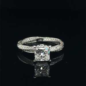 Anillo de compromiso único con moissanita de 2 quilates, corte princesa, estilo moderno, plata 925 original, regalo para amantes, cumpleaños - Product Image 1