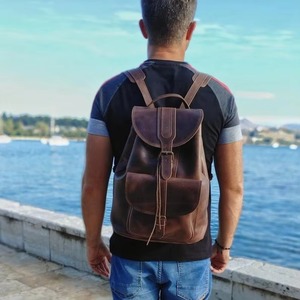 กระเป๋าเป้หนังแท้คุณภาพดี กันน้ำ ป้องกันการโจรกรรม สไตล์วินเทจ สำหรับใส่แล็ปท็อป รุ่น LBP-0432 - Product Image 3
