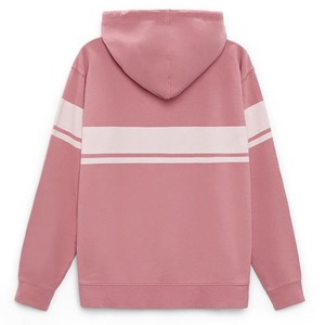 <b>Men's</b> Pink Hooded Sweatshirt Color Blocking Regular Fit Cotton French Terry Casual Autumn Wear For <b>Men</b> - Product Image 5