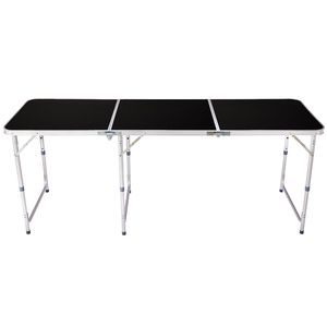 Tavolo Pieghevole Quadrato in Lega di Alluminio Regolabile in Altezza Nero per Campeggio Picnic Cucina Uso Esterno - Product Image 3