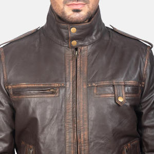 Blouson Moto Homme Grande Taille Automne Hiver, Couleur Unie, Fermeture Éclair, Col Montant, en Similicuir PU Non Tissé, Style Décontracté - Product Image 5