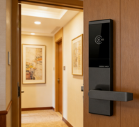 Serrure d'hôtel ultra-fine en aluminium, déverrouillage par clé/carte, durable, installation facile, M1, verrouillage automatique, enregistrement des données, 30 000 ouvertures, détection 3 cm