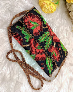 Stylish Designer Hand Clutch with Floral <b>Needlework</b> for Women Wedding and Festive Outfit Matching - Product Image 3