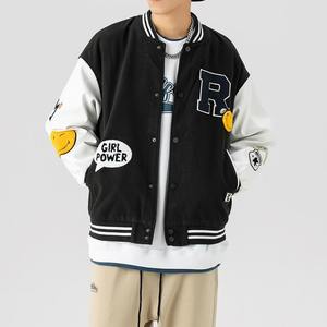 Chaquetas de Hombre al por Mayor con Parches Bordados en Chenilla Personalizados, Chaquetas Bomber con Mangas de Cuero, Chaquetas Varsity de Béisbol con Letras - Product Image 3