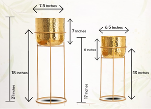 Jardinières en métal sur pieds, pots de plantes décoratifs d'intérieur pour salon, chambre, balcon, bureau - Product Image 5