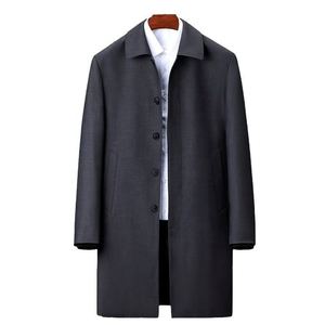 Elegant <b>Men's</b> <b>Long</b> Woolen Eco-Friendly Winter Thick Warm Single Breasted Turn-down Collar Overcoat Premium Fit Professional - Product Image 5