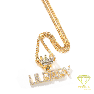 Hip Hop Moissanite Crown <b>Name</b> Pendant Necklace Custom Personalized Gold Color Jewelry Luxury <b>Chain</b> Necklace For Men Women - Product Image 3