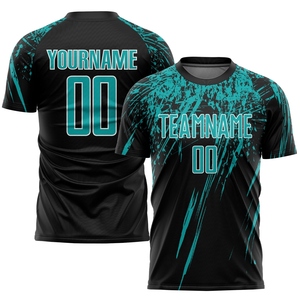 Uniforme de Fútbol Sublimado Personalizado de Primera Calidad, Color Negro y Blanco Agua, Venta al Por Mayor Directa de Fábrica - Product Image 1