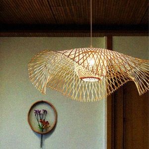 Lámpara Colgante de Bambú Natural Tejida con Forma de Mariposa para Decoración del Hogar e Iluminación Ambiental Interior - Product Image 3