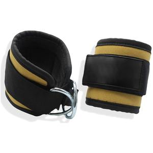 Custom Logo Gold Stripe Ankle Straps Heavy Duty D Ring <b>Cable</b> Machine Attachment Padded Foot Cuff Leg Workout Gym <b>Gear</b> Twin - Product Image 1