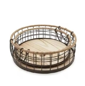 Panier à fruits en fil métallique de qualité supérieure, couleur or rose, avec bord supérieur en bois naturel et pieds en boule, pour la décoration du comptoir de cuisine - Product Image 6