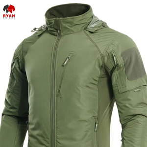 เสื้อแจ็คเก็ตซอฟต์เชลล์ผู้ชายแบบขายส่ง กันลม กันน้ำ ระบายอากาศได้ดี ผ้าถักย้อมสีพื้น พร้อมบริการ ODM สำหรับโลโก้แบบกำหนดเองด้านหน้า - Product Image 4