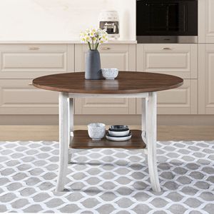 Modern <b>Farmhouse</b> Retro Design 45.7-inch <b>Round</b> <b>Dining</b> <b>Table</b> with 30-inch Shelf Height - Product Image 3