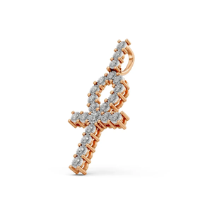 Colgante Ankh de Oro de 14 Quilates con Diamante Cultivado en Laboratorio, Corte Brillante, 0.55 CTW, Diseño de Cruz Simbólica, Certificado IGI, Regalo de Boda de Lujo, Rodio - Product Image 2