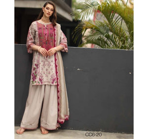 Charizma Combination Embroidered Printed Lawn Suit Embroidered Printed Chiffon Dupatta 3 Piece <b>Eid</b> Party Collection Summer - Product Image 1