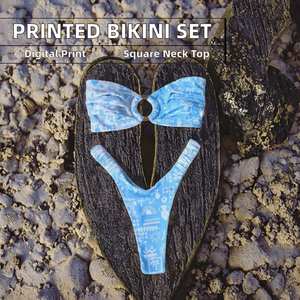 New Girls' Two-Piece Swimwear <b>Set</b> Solid <b>Bikini</b> Draped Pleated Thongs Comfortable Spandex/Nylon Quick Dry Eco-Friendly Front - Product Image 2