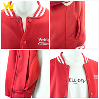 Veste de baseball décontractée à rayures rouges et blanches avec boutons-pression, style universitaire