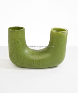 Florero Vintage nórdico en forma de U, jarrón de resina en blanco y negro, adornos de flores secas para sala de estar, decoración del hogar de escritorio - Product Image 3