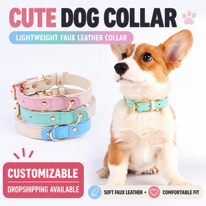 <b>Leather</b> <b>Dog</b> <b>Collar</b> Adjustable Buckle Pet Neck <b>Collar</b> Printed Pet Grooming Accessory for Small Medium Large <b>Dogs</b> - Product Image 1