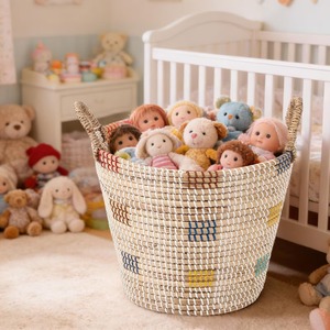 ชุดตะกร้าหวายสีสันสดใส 3 ใบ ตะกร้าเก็บของทำมือ ขายส่ง เป็นมิตรกับสิ่งแวดล้อม ผลิตในเวียดนาม - Product Image 5