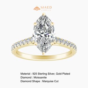 Marquise Cut Moissanite Pave <b>Ring</b> Gold Engagement <b>Ring</b> for Women Elegant Bridal Jewelry Gift - Product Image 6