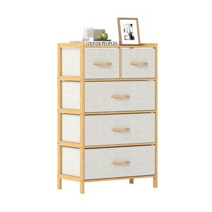 Comò in bambù a 5 cassetti con kit anti-ribaltamento incluso per camera da letto, armadio o soggiorno - Product Image 3