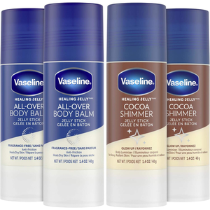 Coffret de 4 baumes corporels Vaseline au beurre de cacao, illuminateur et pailleté pour tous types de peaux sèches, à base de pétrole - Product Image 1