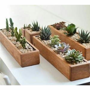 Juego de 3 Macetas Rectangulares de Madera Vintage para Jardín, Macetas para Hierbas, Jardinera de Ventana con Asa para Decoración de Jardín - Product Image 6