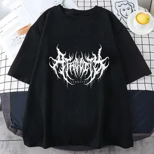 T-shirt rose gothique à col rond et manches courtes imprimé pour homme, coupe ample, 100 % coton tricoté, respirant, séchage rapide, style PUNK, devant uni - Product Image 5