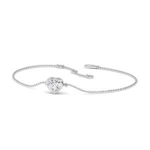Heart Shape Bezel <b>Set</b> Lab Grown Diamond Solitaire Chain Bracelet 0.50 CTW 9K Rose Gold - Product Image 3
