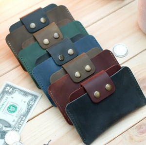 Custom Genuine Leather Long Button Closure High Quality Men's Card Holder <b>Wallet</b> with <b>RFID</b> <b>Blocking</b> and Crazy Horse Finish - Product Image 6