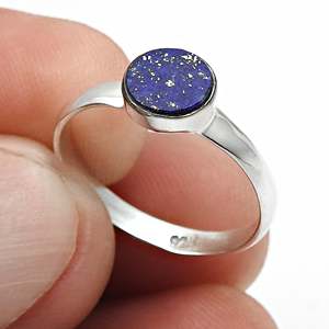 Natural <b>Lapis</b> <b>Lazuli</b> Gemstone <b>Ring</b> Crafted From 925 Sterling Silver Best Selling Round Cut Bezel Set Gemstone Bohemian <b>Ring</b> - Product Image 3