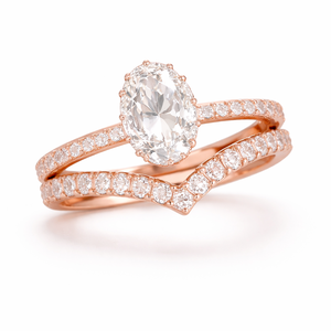 Fabrikpreis Labor-Gezüchteter Diamant Ovaler Schliff Bypass-Verlobungsring mit Gebogenem Pavé-Band Ringset in 18K Gold Braut-Versprechen-Ring - Product Image 6