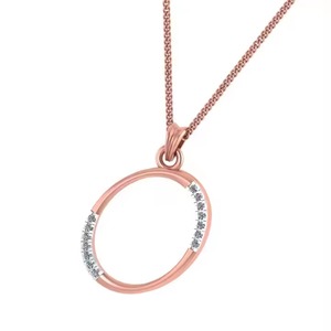 Pendentif Cercle en Moissanite Or Rose, Sertissage Canal, Géométrique Minimaliste, Unisexe, Usage Quotidien - Product Image 5