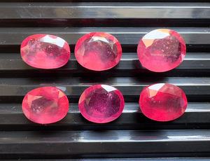 Rempli de verre rubis rouge poli ovale à facettes coupe lustre 3x5 à 10x12 MM pierre précieuse en vrac pour la fabrication de bijoux - Product Image 3