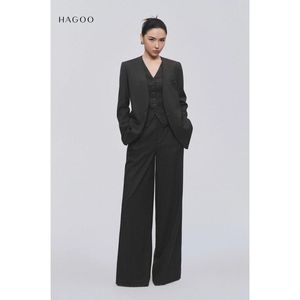 Conjunto de Blazer y Pantalón a Rayas para Mujer, Lino y Algodón, Cuello Camisero, Traje Completo para Eventos Corporativos [B9045] - Product Image 2