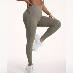 Leggings de sport pour femmes à taille élastique, prix de gros, logo personnalisé, pour yoga et gym, collants de compression - Product Image 2