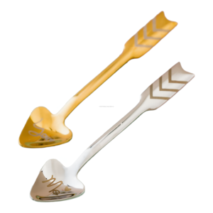 Mini Stainless Steel Cupid Arrow Letter <b>Print</b> Heart Tea Spoon Party-Style Silver Gold Metal Tableware for <b>Coffee</b> Tea Desserts - Product Image 1