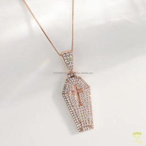 Custom Hip Hop Coffin Cross Pendant With Moissanite Diamonds Luxury Rose Gold Pendant Necklace For Fashion Lovers - Product Image 2