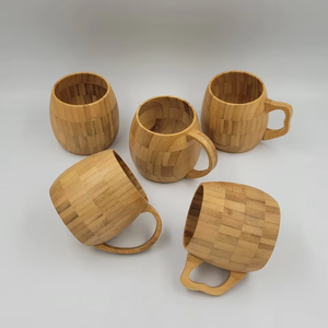 Tasse à thé en bambou avec poignée ronde, design zen asiatique, vaisselle écologique pour la maison et les voyages, 170 ml - Product Image 4
