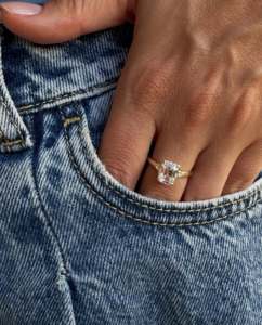 4 CT Cushion Cut Lab Grown <b>Diamond</b> Three Stone Engagement <b>Ring</b>, IGI Certified - Product Image 5