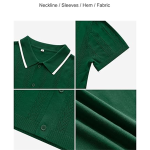 Camisa Polo de Punto Casual Vintage de Manga Corta para Hombre, Camisa de Playa de Verano con Botones - Product Image 2